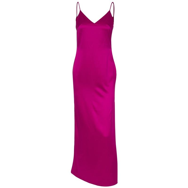 Vestido Largo Satén Elegante con Escote en V