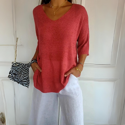 Jersey Mujer Cuello V Relajado - Vestiria