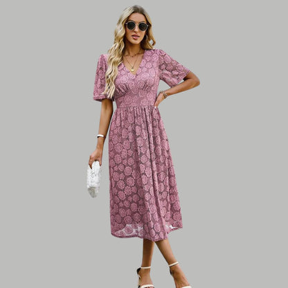Vestido de Encaje Elegante con Escote en V