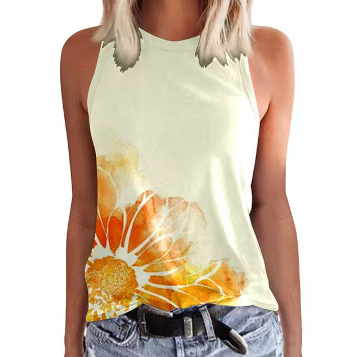 Top de Verano Florido sin Mangas