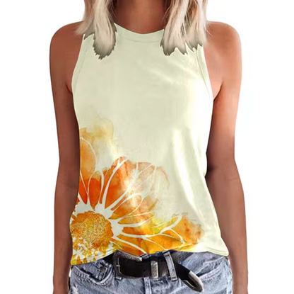 Top de Verano Florido sin Mangas