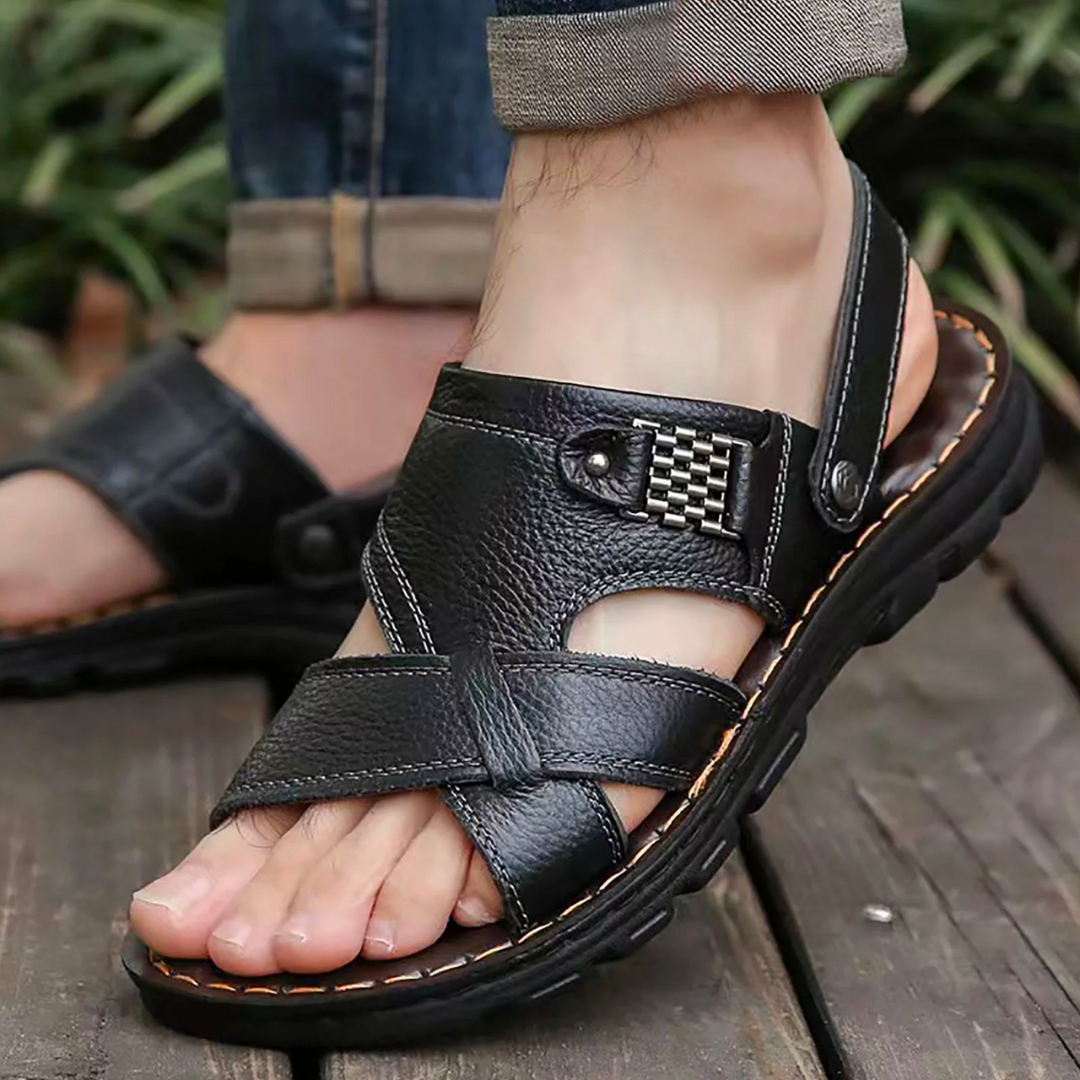Sandalias cómodas de cuero para hombre - Vestiria