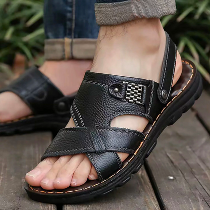 Sandalias cómodas de cuero para hombre - Vestiria