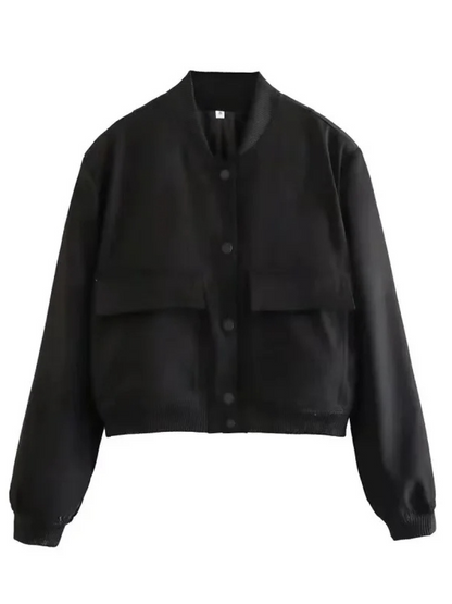 Chaqueta bomber mujer casual con bolsillos delanteros