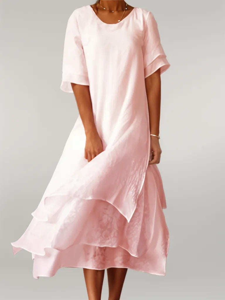 Vestido Largo Algodón Escote V Elegante - Vestiria