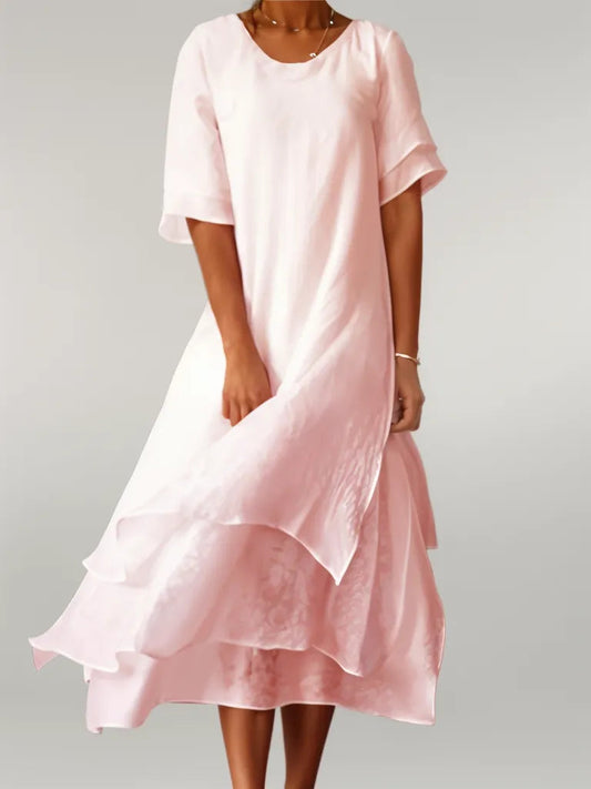 Vestido Largo Algodón Escote V Elegante - Vestiria