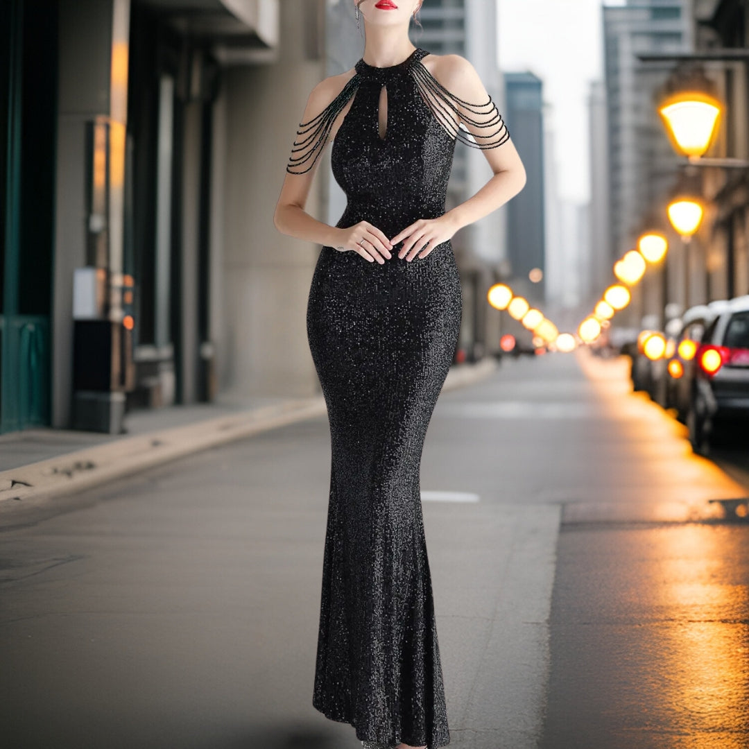 Vestido de Noche Brillante Lentejuelas Glamouroso - Vestiria