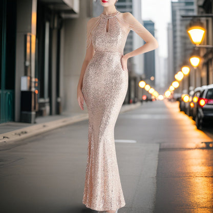 Vestido de Noche Brillante Lentejuelas Glamouroso