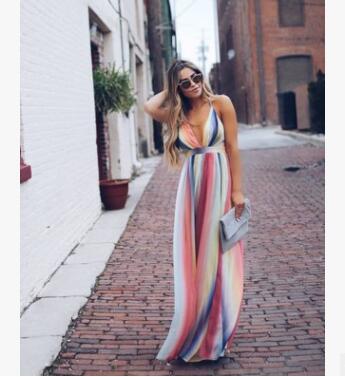 Vestido Maxi de Verano Colorido Estilo Boho