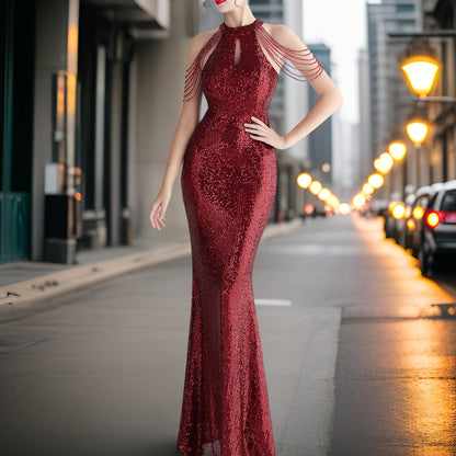 Vestido de Noche Brillante Lentejuelas Glamouroso