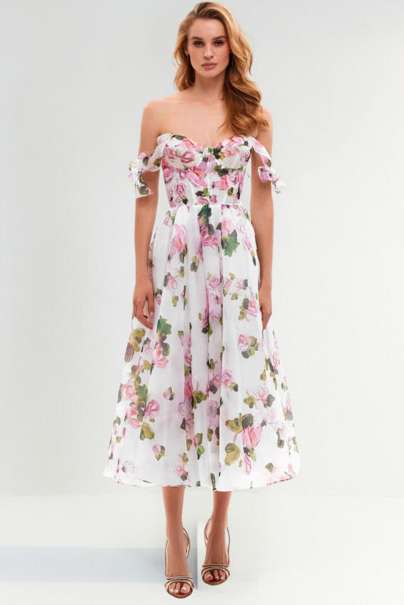 Vestido Florado Midi sin Mangas - Vestiria