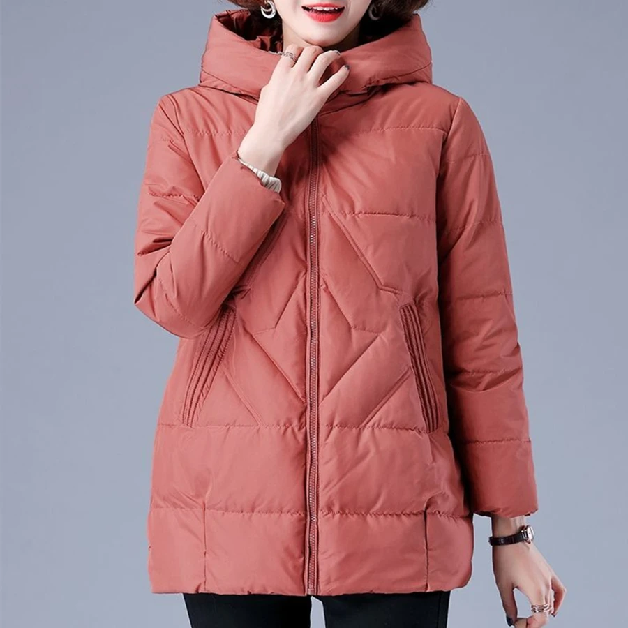 Chaqueta Acolchada Mujer Abrigo Capucha Cálido