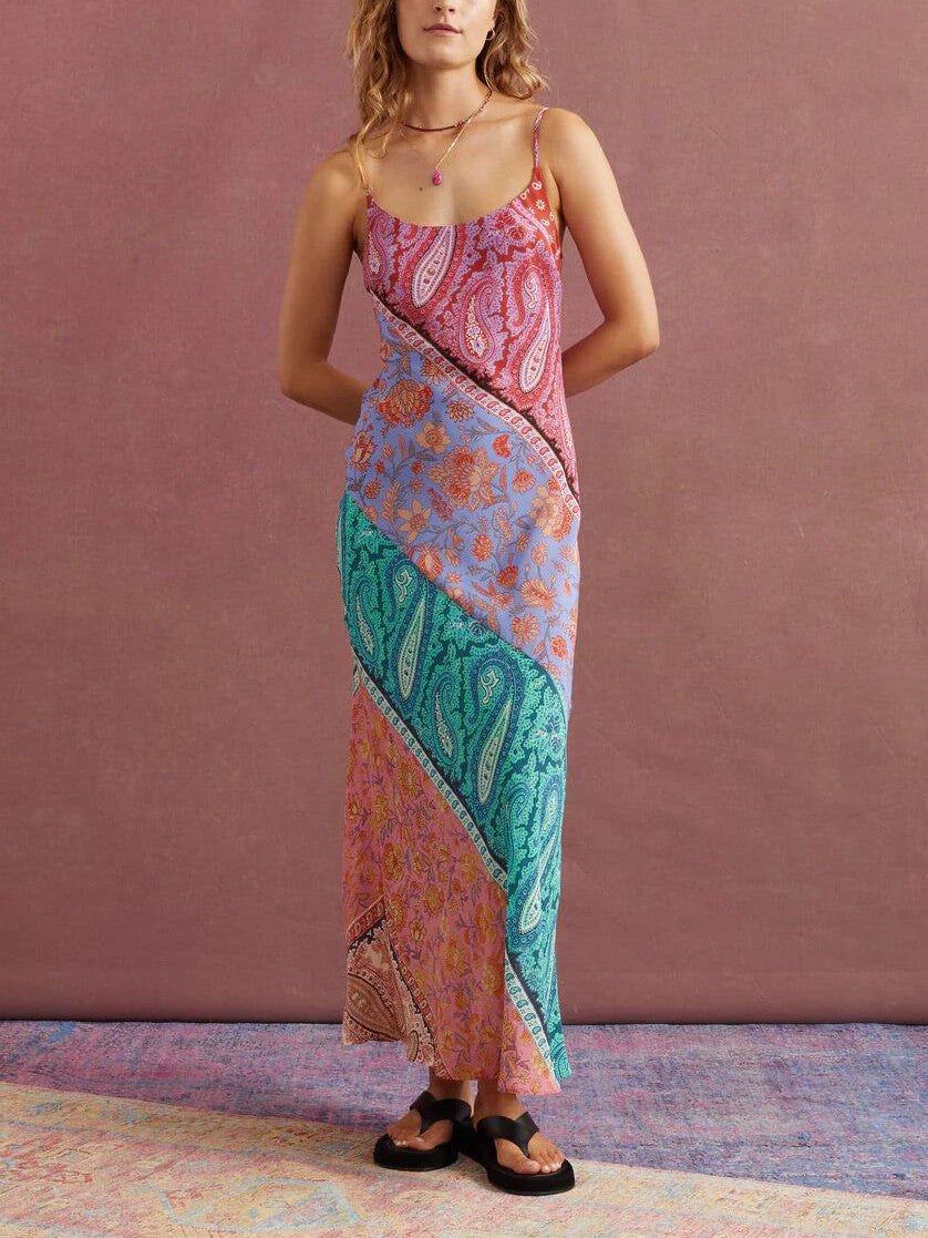 Vestido Maxi Estampado Floral con Tirantes - Vestiria
