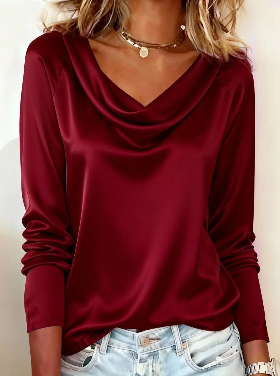 Blusa Mujer Satinada Elegante Corte Amplio