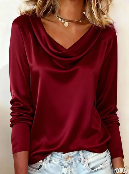 Blusa Mujer Satinada Elegante Corte Amplio