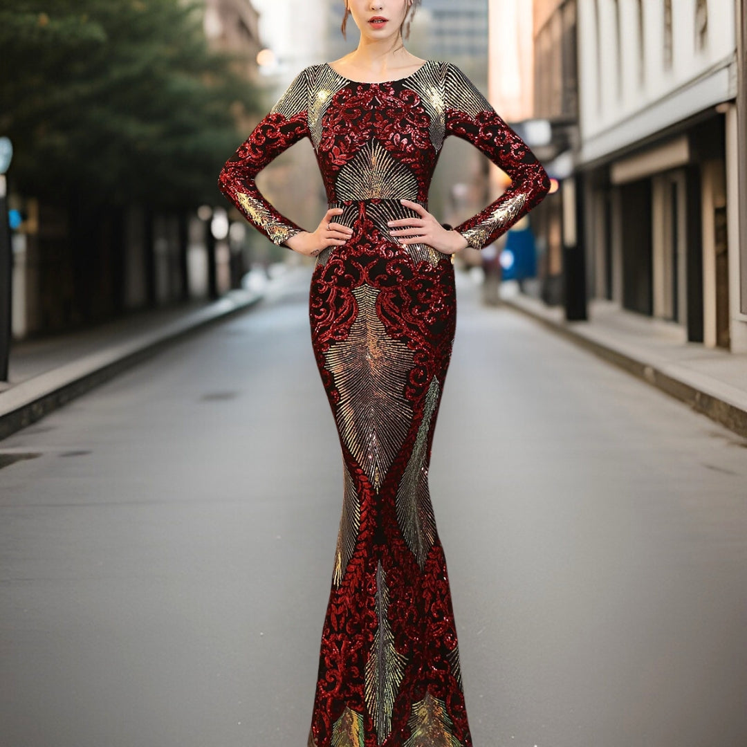 Vestido Lentejuelas sin Espalda Glamouroso