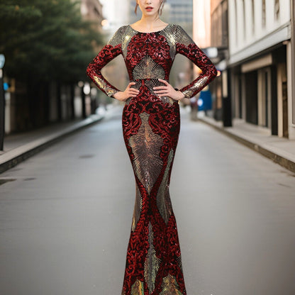 Vestido Lentejuelas sin Espalda Glamouroso