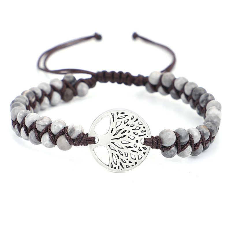 Pulsera Yoga Natural con Dije Árbol de la Vida