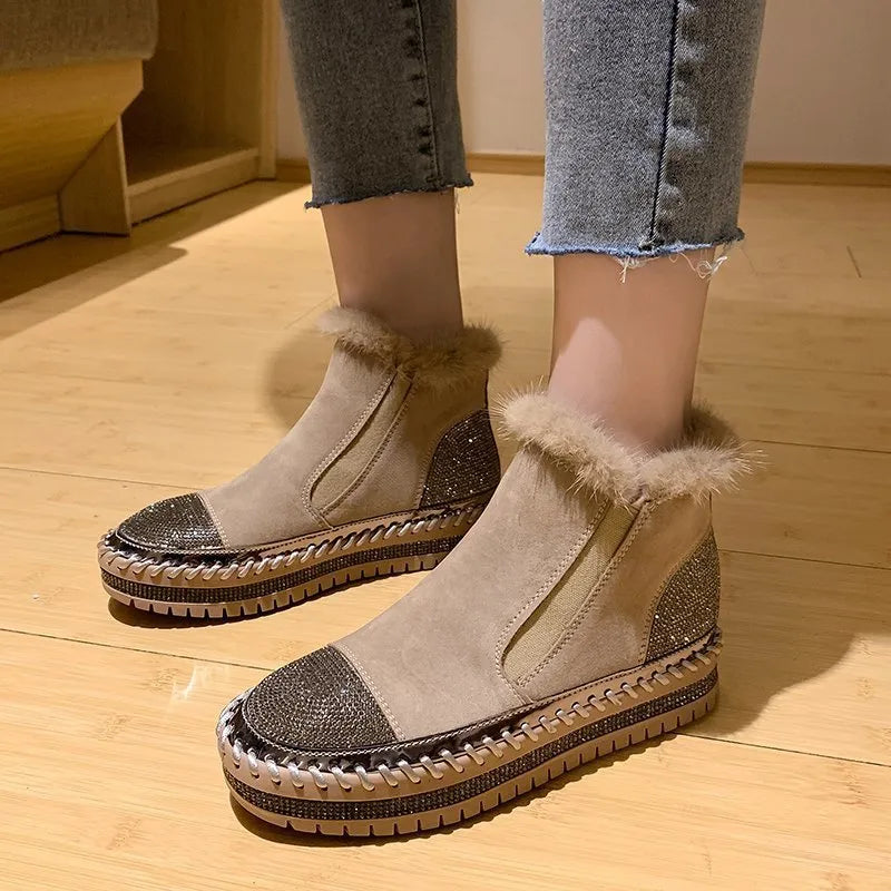 Zapatos Invierno de Terciopelo Brillante - Vestiria