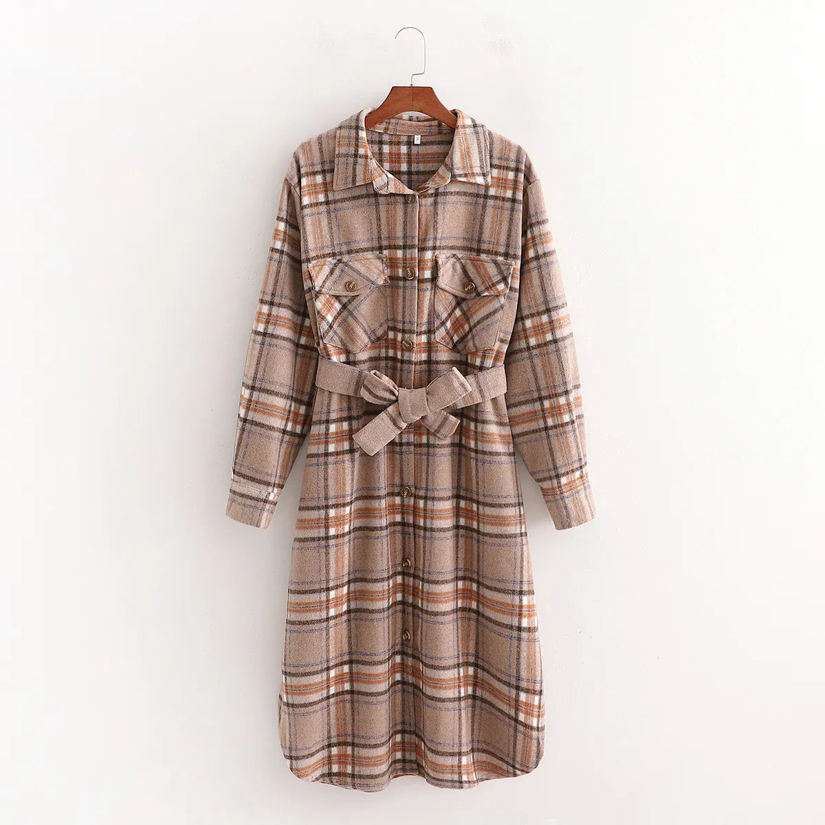 Abrigo Cuadros Mujer Otoño Corte Amplio - Vestiria