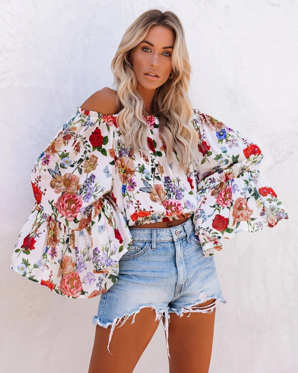 Blusa Flores Un Hombro Elegante - Vestiria