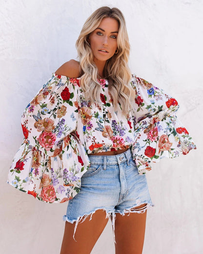 Blusa Flores Un Hombro Elegante - Vestiria