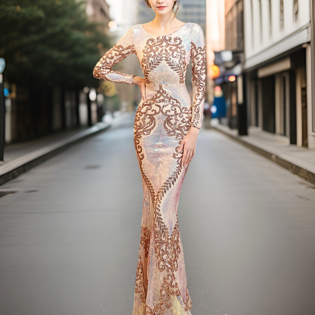Vestido Lentejuelas sin Espalda Glamouroso
