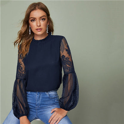 Blusa Encaje Seda Sexy Mujer