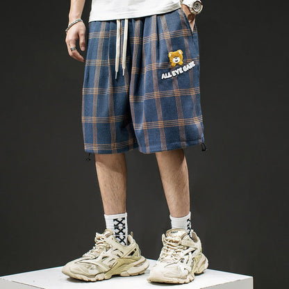 Pantalones hombre cuadriculados abrigados grandes