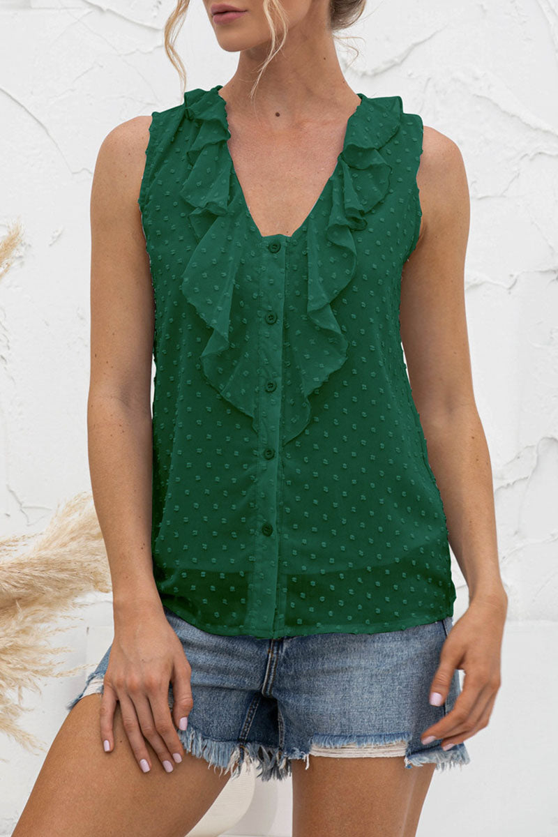 Top sin mangas cuello en V elegante