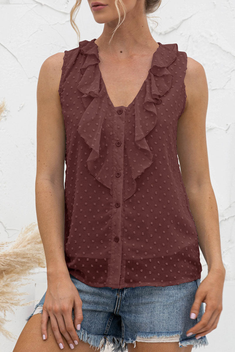 Top sin mangas cuello en V elegante