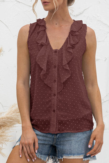 Top sin mangas cuello en V elegante