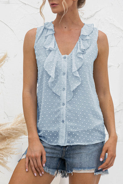 Top sin mangas cuello en V elegante