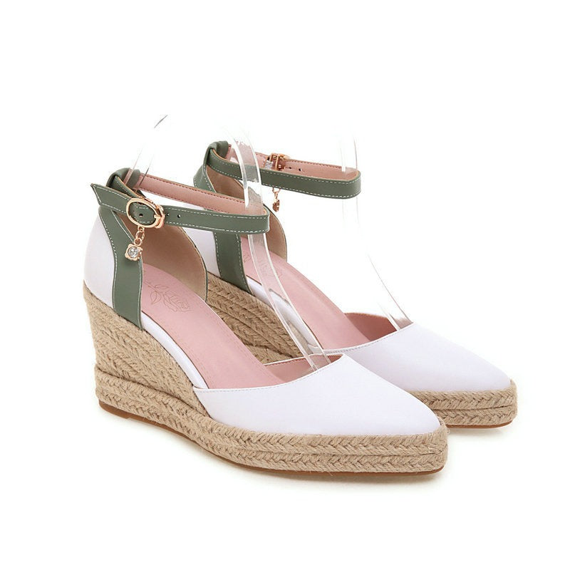 Sandalias Mujer de Cuña Natural con Correa Tobillo