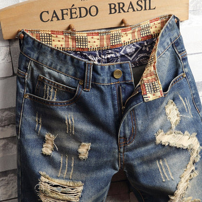 Pantalones cortos vaqueros rotos estilo callejero