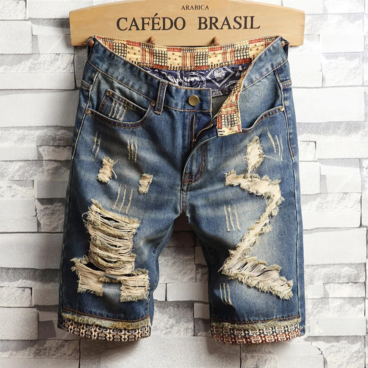 Pantalones cortos vaqueros rotos estilo callejero - Vestiria