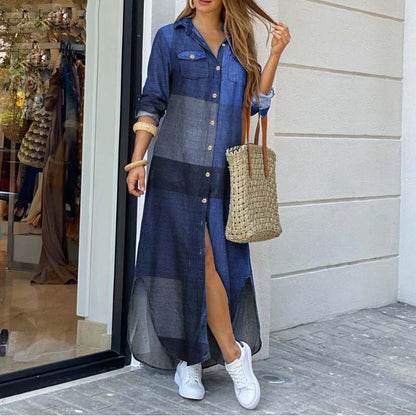 Vestido Mujer Denim Desgastado con Botones