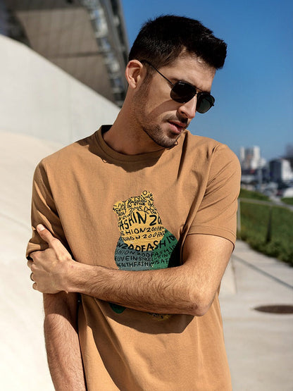Camiseta Hombre Algodón Estampado Colorido Corte Clásico