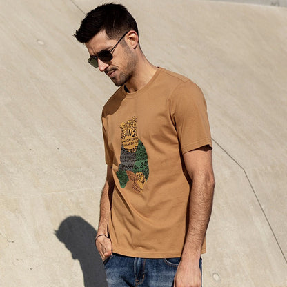 Camiseta Hombre Algodón Estampado Colorido Corte Clásico - Vestiria