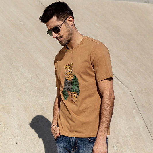 Camiseta Hombre Algodón Estampado Colorido Corte Clásico - Vestiria