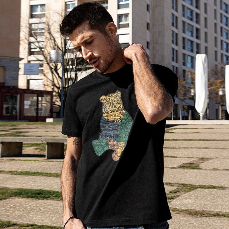 Camiseta Hombre Algodón Estampado Colorido Corte Clásico