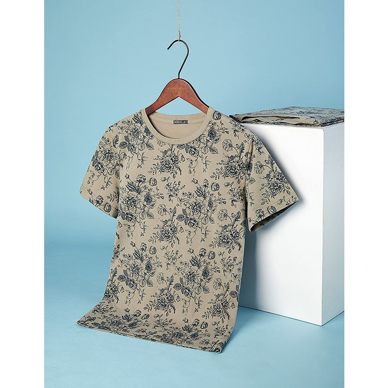 Camiseta Hombre Estampado Flor Ajuste Clásico