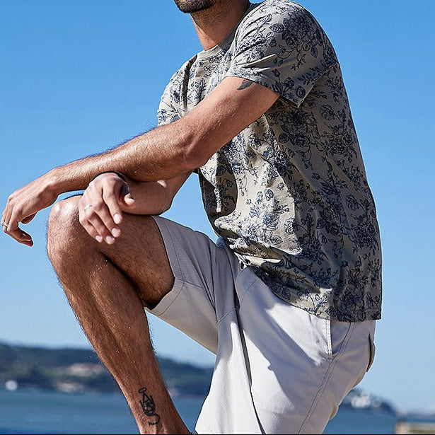 Camiseta Hombre Estampado Flor Ajuste Clásico - Vestiria