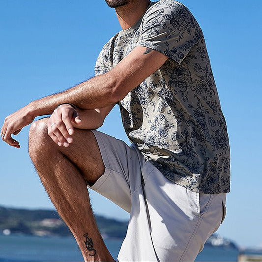 Camiseta Hombre Estampado Flor Ajuste Clásico - Vestiria