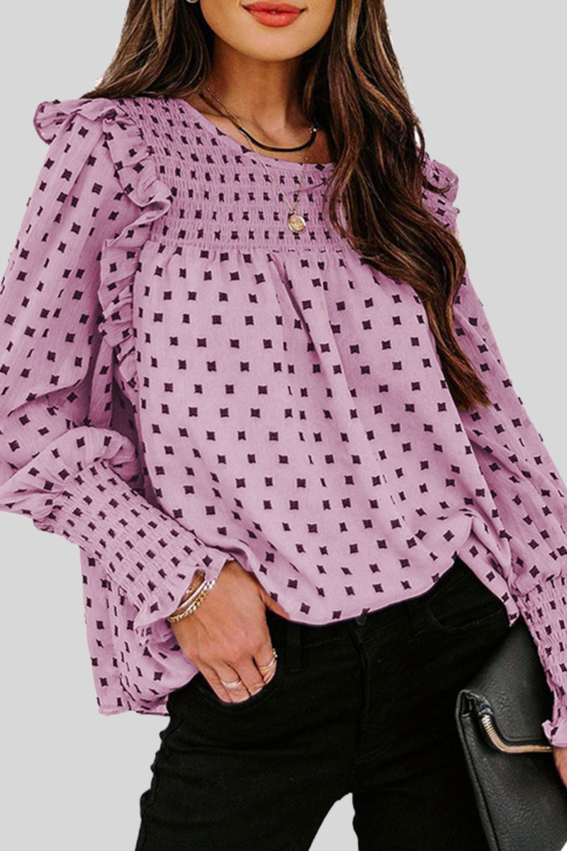 Blusa Flor Estampada con Mangas Largas Elegante