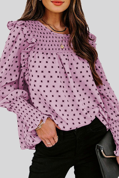 Blusa Flor Estampada con Mangas Largas Elegante