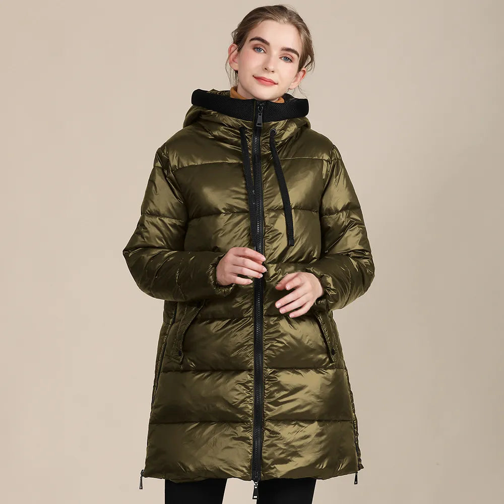 Chaqueta Invierno Acolchada Mujer Capucha Impermeable - Vestiria