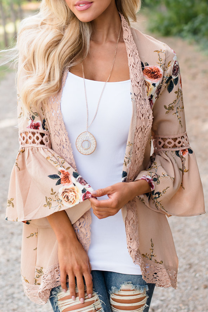 Chaqueta Blusa Floral Femenina Elegante