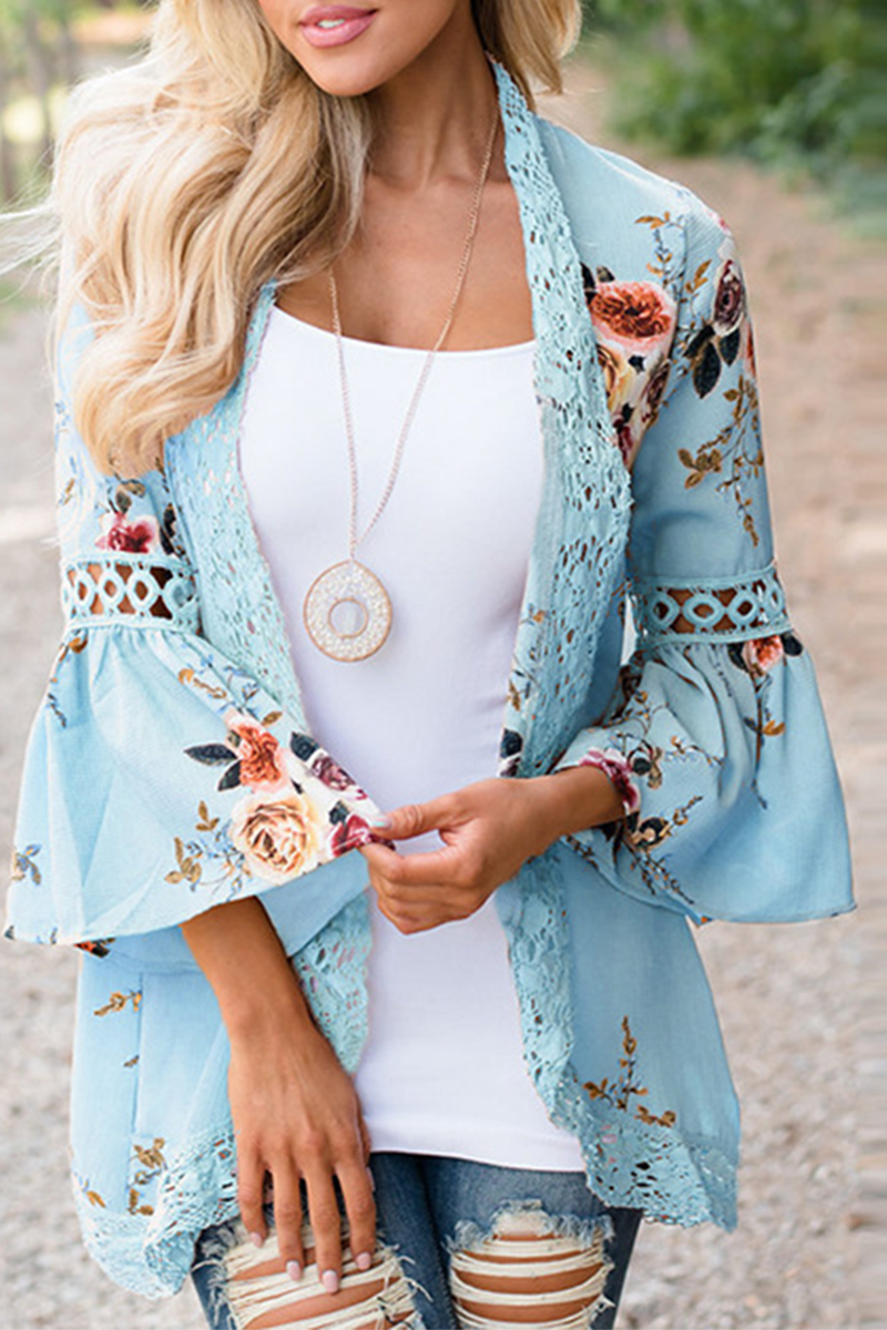 Chaqueta Blusa Floral Femenina Elegante