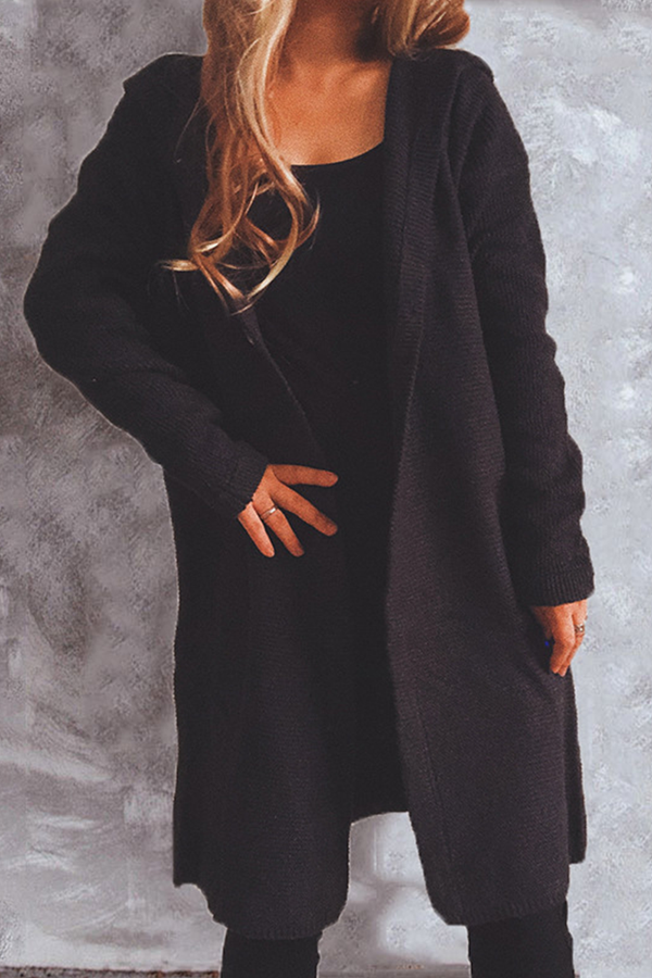 Chaquetón de Punto Largo con Capucha Moda Invierno - Vestiria